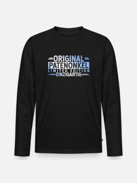 Patenonkel Einzigartig - Männer Premium Bio Langarmshirt - Schwarz