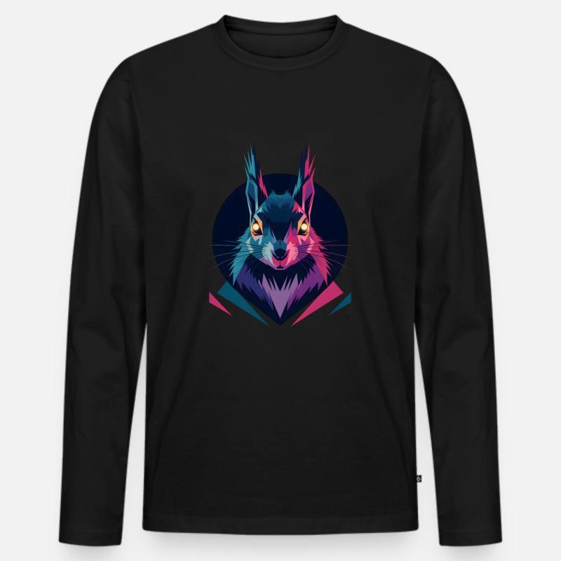 Low-Poly-Eichhörnchen - Männer Premium Bio Langarmshirt - Schwarz
