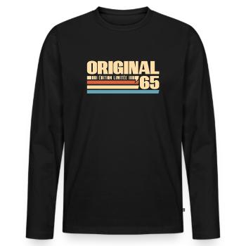 Anniversaire 60 Ans Original 1965 Cadeau Fête - T-shirt manches longues Premium bio Homme - noir - Devant - Nico (187cm)