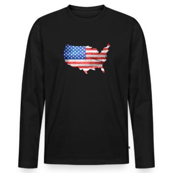 Cadeau drapeau USA - T-shirt manches longues Premium bio Homme - noir - Devant - Nico (187cm)