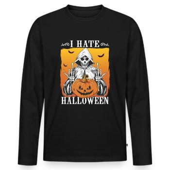 HalloWeen Ironisches I Hate Halloween Kostüm - Männer Premium Bio Langarmshirt - Schwarz - Vorne - Nico (187cm)