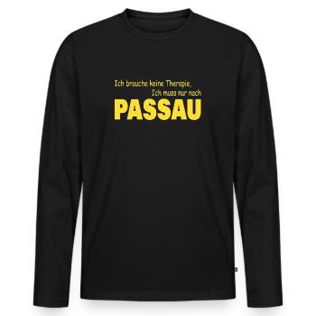 Therapie Passau - Männer Premium Bio Langarmshirt - Schwarz - Vorne - Nico (187cm)