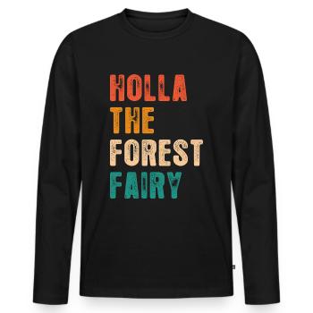 Drôle Holla La Fée de la Forêt Denglish - T-shirt manches longues Premium bio Homme - noir - Devant - Nico (187cm)