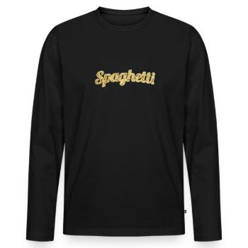 Spaghetti - Nudeln - Männer Premium Bio Langarmshirt - Schwarz - Vorne - Nico (187cm)