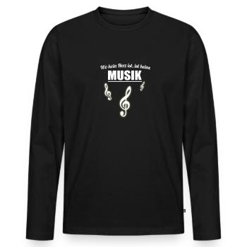 Musik - Wo kein Herz ist, ist keine Musik - Männer Premium Bio Langarmshirt - Schwarz - Vorne - Nico (187cm)