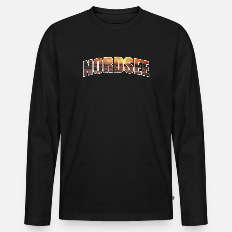 Nordsee - Männer Premium Bio Langarmshirt - Schwarz