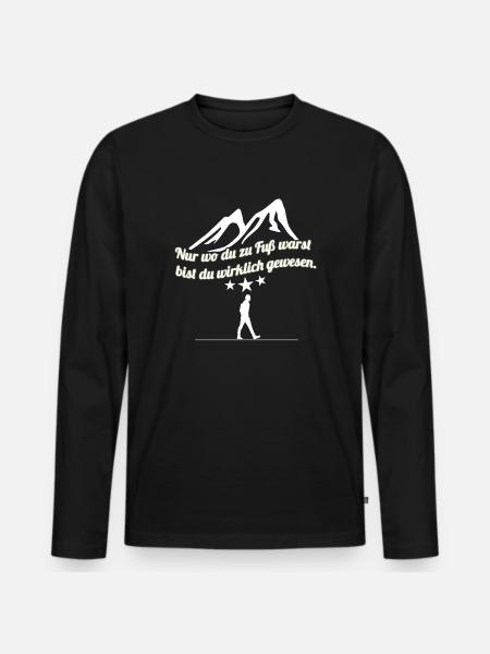 Wandern - Männer Premium Bio Langarmshirt - Schwarz