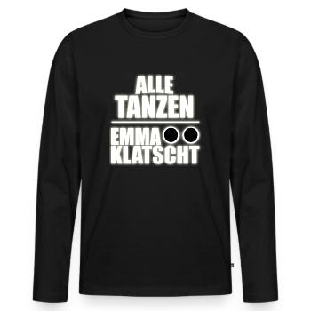 Alle Tanzen Emma Klatscht "MDMA - Ecstasy - emma" - Männer Premium Bio Langarmshirt - Schwarz - Vorne - Nico (187cm)
