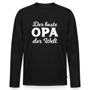 Der beste Opa der Welt - Bester Opi Großvater Papa - Männer Premium Bio Langarmshirt - Schwarz - Vorne - Nico (187cm)