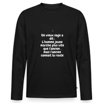 Citation - T-shirt manches longues Premium bio Homme - noir - Devant - Nico (187cm)