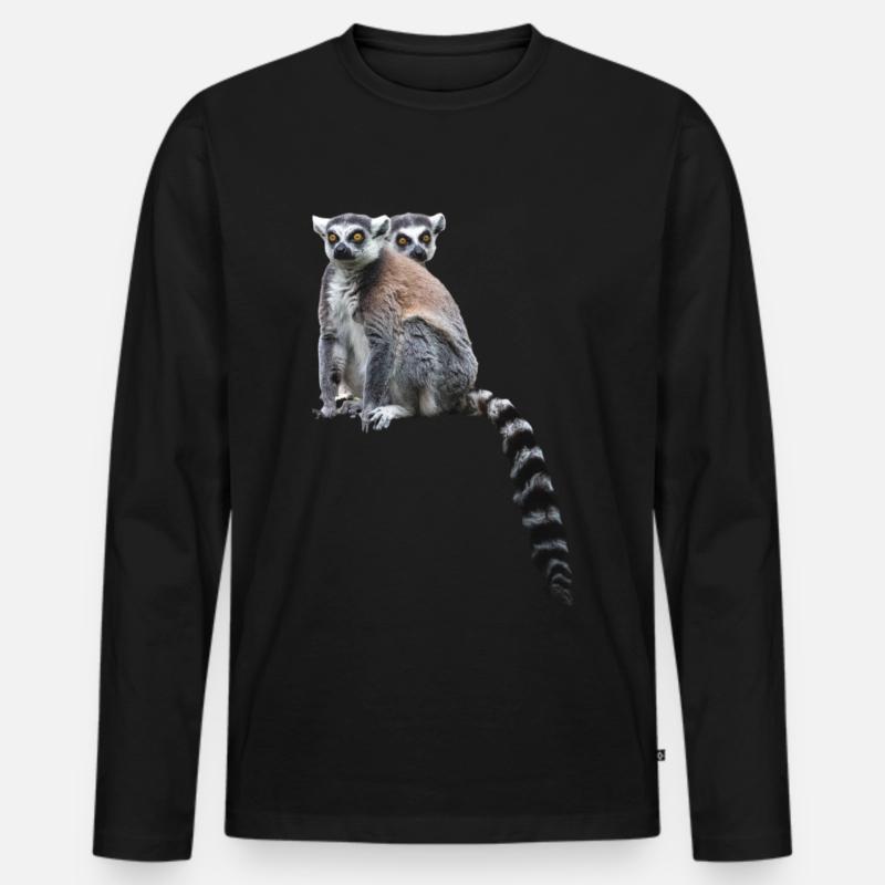Lemuren Madagaskar - Männer Premium Bio Langarmshirt - Schwarz