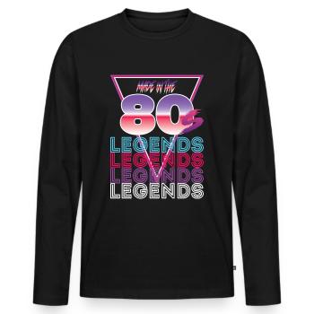 80s - Männer Premium Bio Langarmshirt - Schwarz - Vorne - Nico (187cm)