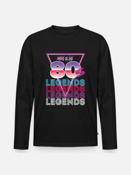 80s - Männer Premium Bio Langarmshirt - Schwarz