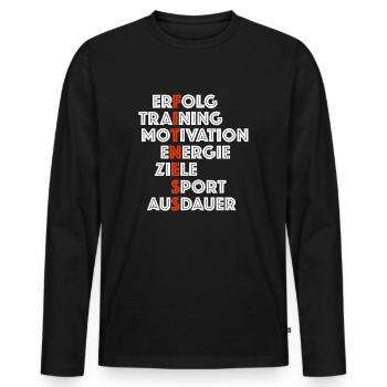 Fitness | Training, motivation, energy, goals - Men's Premium Organic Long Sleeve Shirt - black - Front - Nico (187cm)