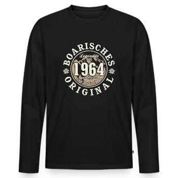 60. Geburtstag 2024 Boarisches Original Geschenk - Männer Premium Bio Langarmshirt - Schwarz - Vorne - Nico (187cm)