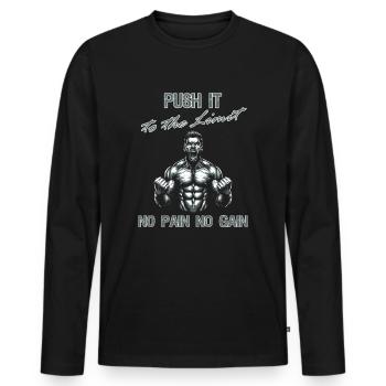 Gym Fitness Bodybuilding Push it to the Limit - Men's Premium Organic Long Sleeve Shirt - black - Front - Nico (187cm)
