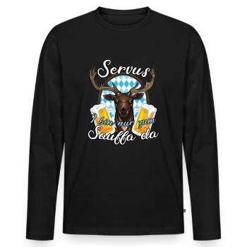 Bayern Volksfest Bier Saufen Lederhose Hirsch - Männer Premium Bio Langarmshirt - Schwarz - Vorne - Nico (187cm)