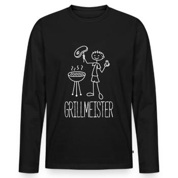 Grillmeister Grilling - Men's Premium Organic Long Sleeve Shirt - black - Front - Nico (187cm)