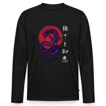Japan Japanese Dragon Vintage Anime - Men's Premium Organic Long Sleeve Shirt - black - Front - Nico (187cm)