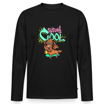 Stay Cool! - Men's Premium Organic Long Sleeve Shirt - black - Front - Nico (187cm)
