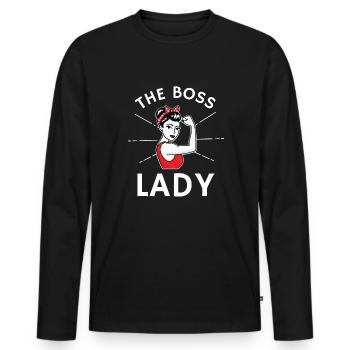 La patronne - T-shirt manches longues Premium bio Homme - noir - Devant - Nico (187cm)