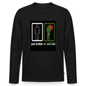 Cadeau de guerre de la marine de la police militaire des forces armées de Mariens - T-shirt manches longues Premium bio Homme - noir - Devant - Nico (187cm)
