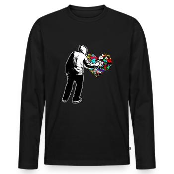 Graffiti Heart Doodle Draw Peinture Ecrire Mur Cadeau - T-shirt manches longues Premium bio Homme - noir - Devant - Nico (187cm)