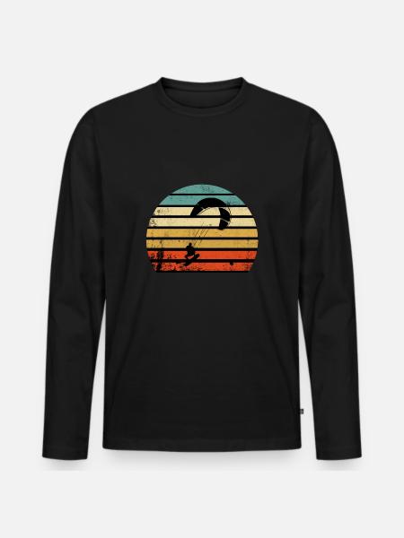Kite Surfing Wind Sailing Wake Boarding Ocean Gift - Men's Premium Organic Long Sleeve Shirt - black
