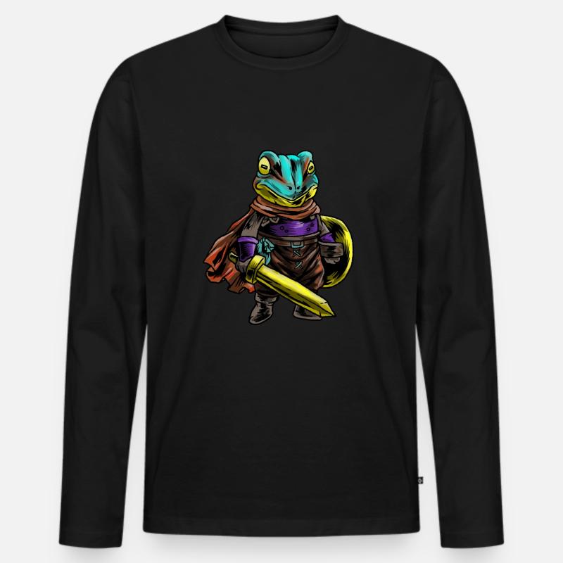 Ritter Frosch Schild Krieger Schwert Cavalier Geschenk - Männer Premium Bio Langarmshirt - Schwarz