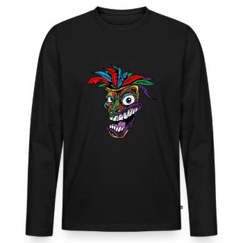 Cannabis Tiki Mask Smoke Hemp Grass Pot Leaf Gift - Men's Premium Organic Long Sleeve Shirt - black - Front - Nico (187cm)