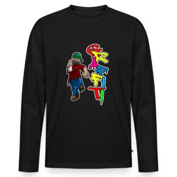 Graffiti Spray Doodle Dessiner Écrire Mur Surface Cadeau - T-shirt manches longues Premium bio Homme - noir - Devant - Nico (187cm)