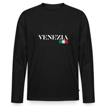 VENICE VENEZIA ITALIA ITALY HOLIDAY (f) - Men's Premium Organic Long Sleeve Shirt - black - Front - Nico (187cm)