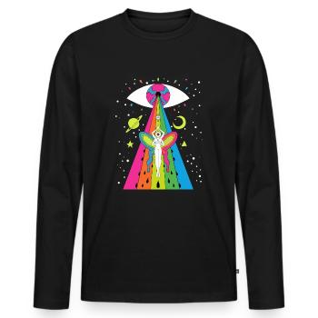 Psychedelic Hippie Trippy Colorful Festival Gift - Men's Premium Organic Long Sleeve Shirt - black - Front - Nico (187cm)