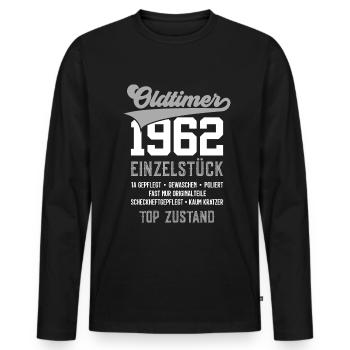 OLDTIMER 1962 EINZELSTÜCK 64. GEBURTSTAG - Männer Premium Bio Langarmshirt - Schwarz - Vorne - Nico (187cm)
