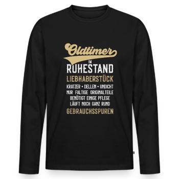 LUSTIG OLDTIMER RUHESTAND RENTE RENTNER - Männer Premium Bio Langarmshirt - Schwarz - Vorne - Nico (187cm)