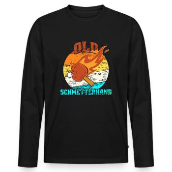 Old Schmetterhand Tischtennis Spruch - Männer Premium Bio Langarmshirt - Schwarz - Vorne - Nico (187cm)