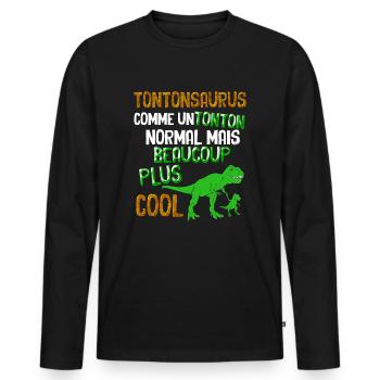 Tonton Et Neveux Humour Dinosaure - T-shirt manches longues Premium bio Homme - noir - Devant - Nico (187cm)