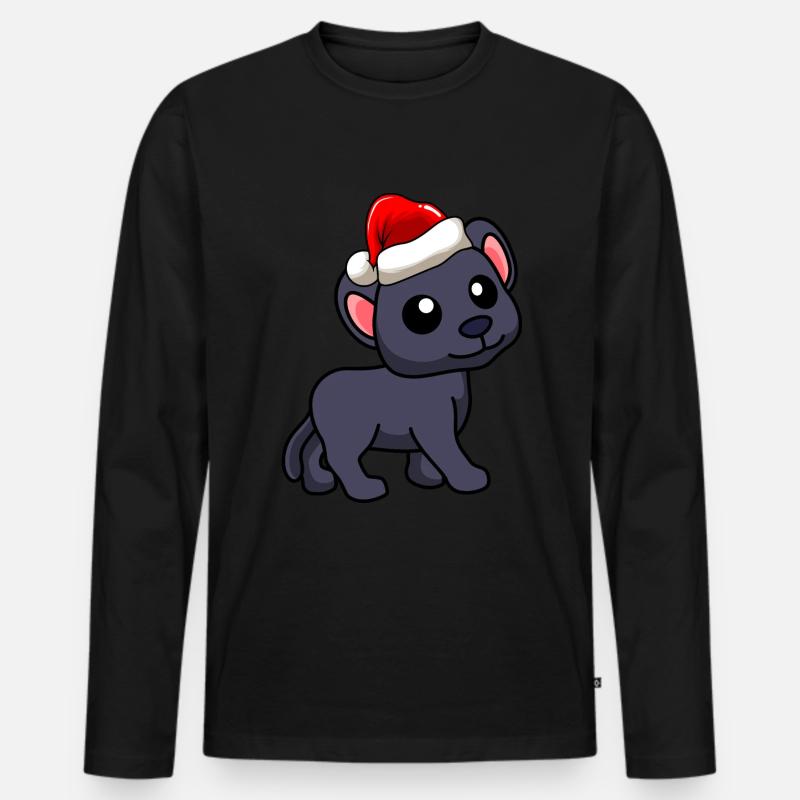 Panther Comic Weihnachten - Männer Premium Bio Langarmshirt - Schwarz