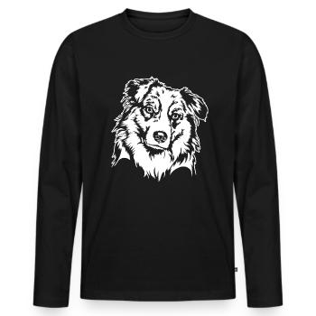 AUSTRALIAN SHEPHERD Dogs Portrait Dog Wilsigns - Men's Premium Organic Long Sleeve Shirt - black - Front - Nico (187cm)