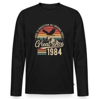 Great Since 1984 Vintage Vintage Birthday - Men's Premium Organic Long Sleeve Shirt - black - Front - Nico (187cm)