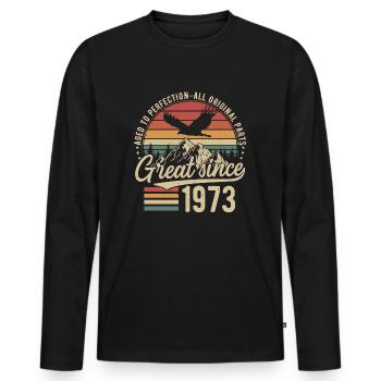 Great Since 1973 Vintage Vintage Birthday - Men's Premium Organic Long Sleeve Shirt - black - Front - Nico (187cm)