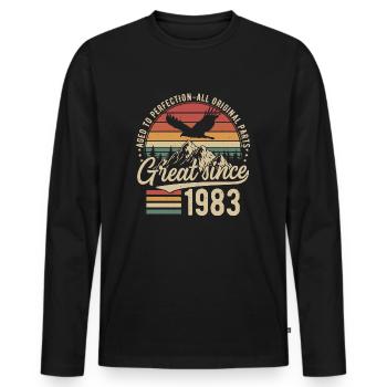 Grand depuis 1983 Vintage Vintage Anniversaire - T-shirt manches longues Premium bio Homme - noir - Devant - Nico (187cm)