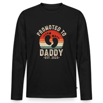 Promu papa pour 2025 - T-shirt manches longues Premium bio Homme - noir - Devant - Nico (187cm)