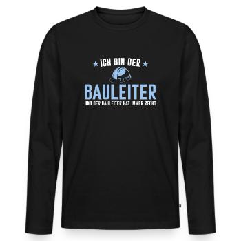 Bauleiter hat immer recht - Bauherr - Männer Premium Bio Langarmshirt - Schwarz - Vorne - Nico (187cm)