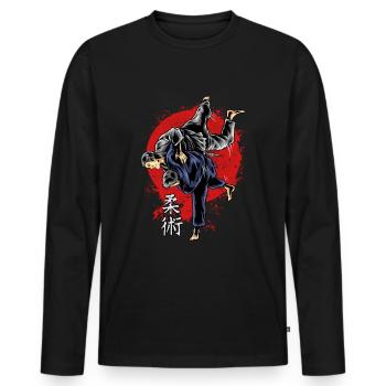 Jiu Jitsu arts martiaux jujutsu judo MMA cadeau - T-shirt manches longues Premium bio Homme - noir - Devant - Nico (187cm)