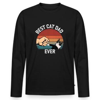 Chatpapa Best Cat Dad Ever Amateur de chats - T-shirt manches longues Premium bio Homme - noir - Devant - Nico (187cm)
