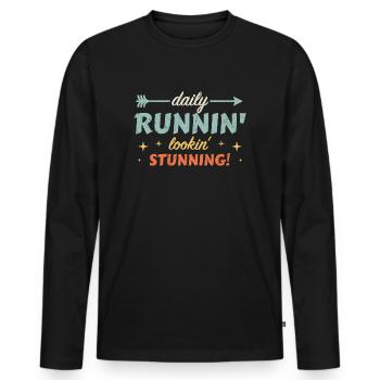 Daily Runnin' - Lookin' Stunning! - Men's Premium Organic Long Sleeve Shirt - black - Front - Nico (187cm)