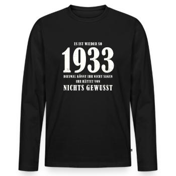 Antifaschismus Antifaschist Gegen Rechts Statement - Männer Premium Bio Langarmshirt - Schwarz - Vorne - Nico (187cm)