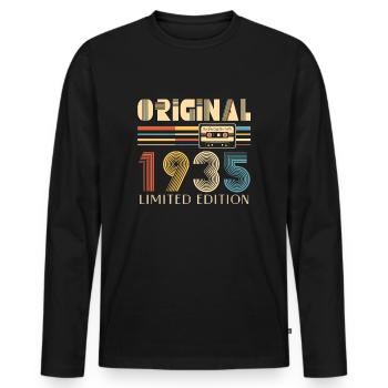 90. Geburtstag 90 Jahre Original 1935 - Männer Premium Bio Langarmshirt - Schwarz - Vorne - Nico (187cm)