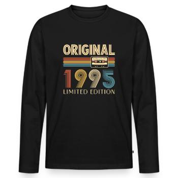 Anniversaire 30 Ans Original 1995 Cadeau Fête - T-shirt manches longues Premium bio Homme - noir - Devant - Nico (187cm)
